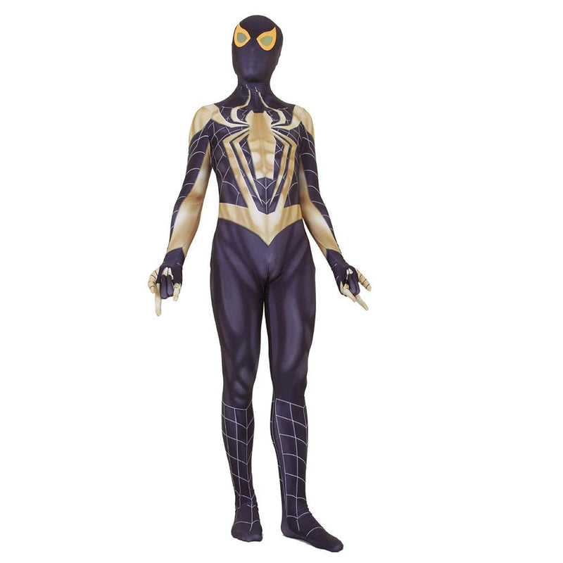 Unisex Lycra Spandex Zentai Halloween Black Gold Iron Spiderman Cosplay Costumes Jumpsuit - CrazeCosplay