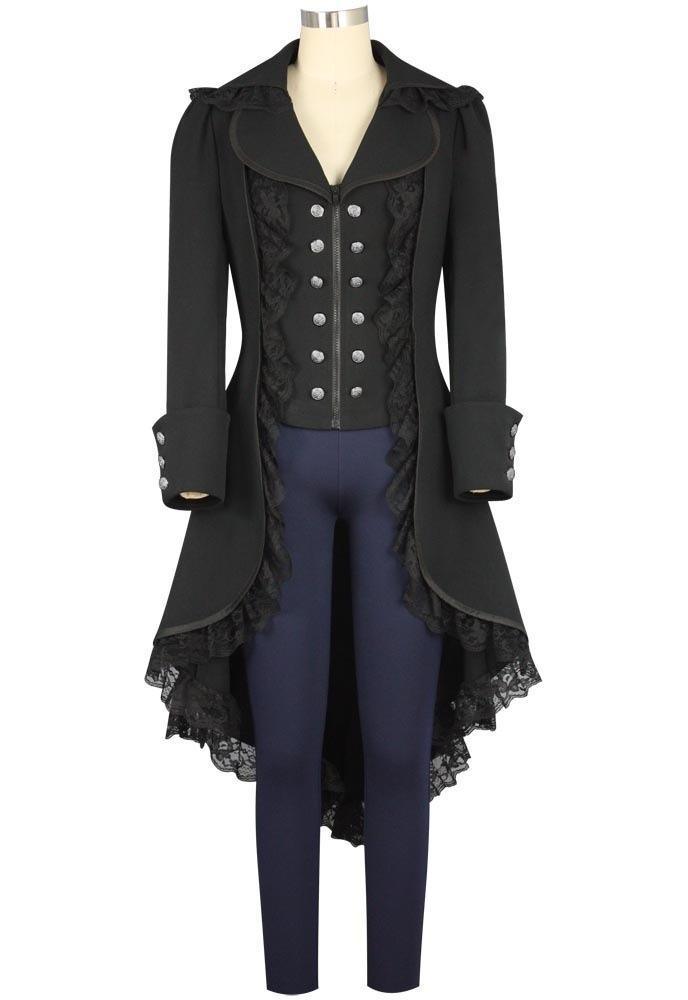 Steampunk Black Tailcoat Victorian Gothic Cosplay Costume Female Ver - CrazeCosplay