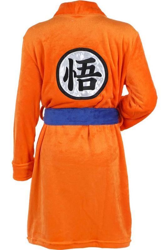 Mens Bathrobe Dragon Ball Son Goku Outfit Pattern Plush Robe For Adults Orange - CrazeCosplay