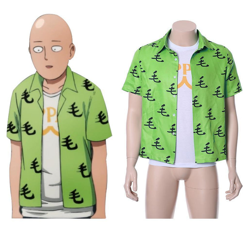 One Punch Man Saitama Oppai Casual Shirt Tee Green Ver - CrazeCosplay