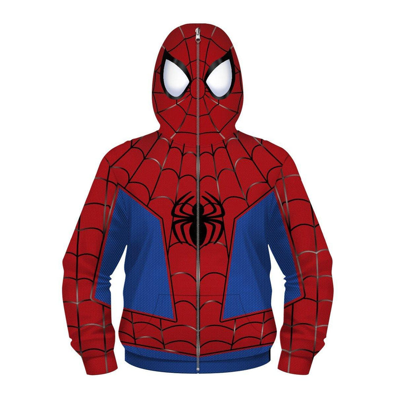 Kids Spider-Man Hoodies Venom Miles Morales Cosplay Hooded Sweatshirt Casual Streetwear Zip Up Hoodie - CrazeCosplay