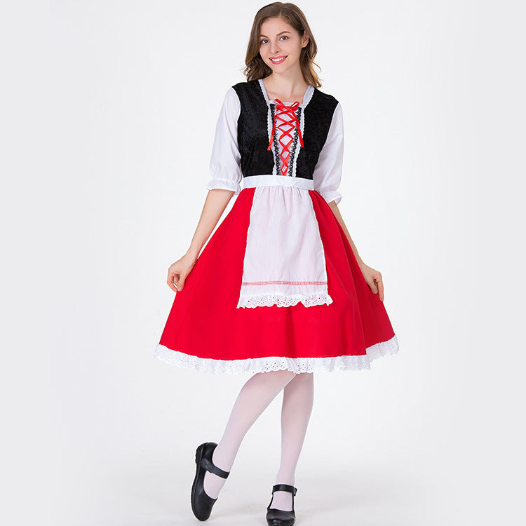 Little Red Riding Hood Costume Adults Plus Size Cosplay Dress with Cape - CrazeCosplay