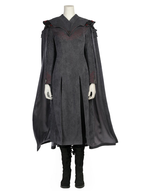 Daenerys Targaryen Dress Game Of Thrones Season 7 Dragon Mother Black Dress Set With Cloak Halloween Cosplay Costume