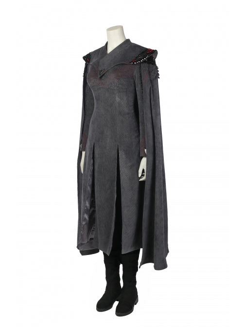 Daenerys Targaryen Dress Game Of Thrones Season 7 Dragon Mother Black Dress Set With Cloak Halloween Cosplay Costume