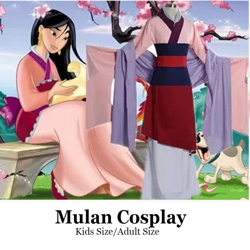 2 Colors Hua Mulan Dress Cosplay Princess Mulan Costume Kids Women Adults Long Dress Halloween Cosplay Costume Custom Made - CrazeCosplay