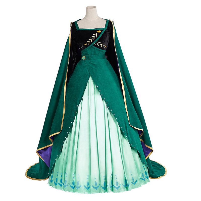 Frozen frozer 2 ii Queen Anna Coronation Gown Dark Green Dress Cosplay Costume - CrazeCosplay