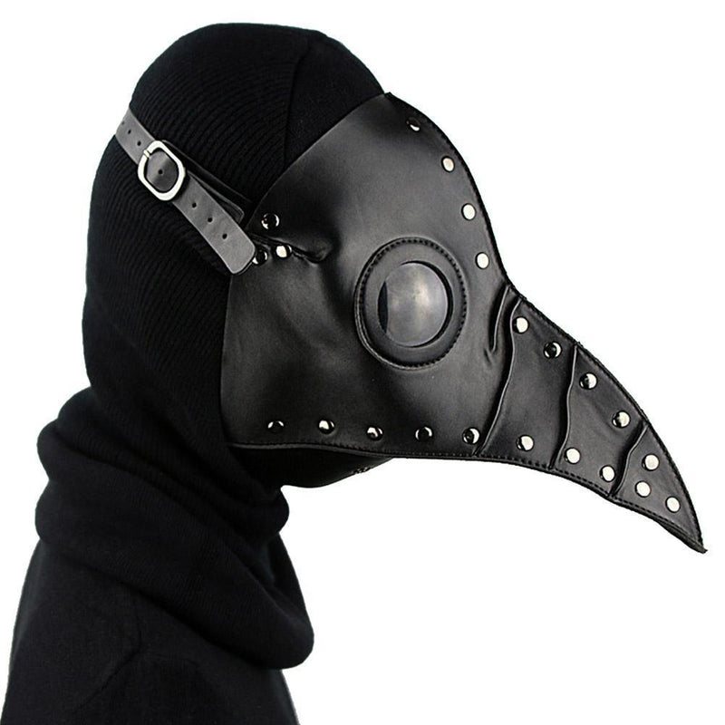 Plague Doctor dr Black Bird Face Cover Halloween Medieval Steampunk Masks Latex Punk Cosplay Masks Long Nose Beak Adult Halloween Cosplay Props - CrazeCosplay