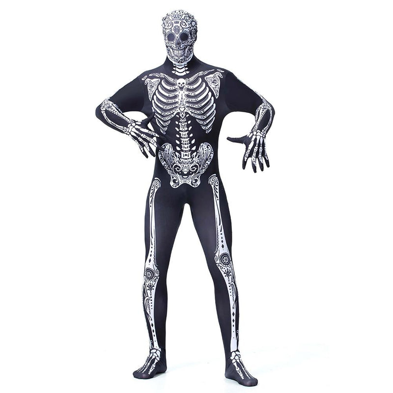 Men Horror Zombie Monster Skeleton Costume Cosplay Halloween Costume Lycra Jumpsuit Carnival Party Dress Up - CrazeCosplay