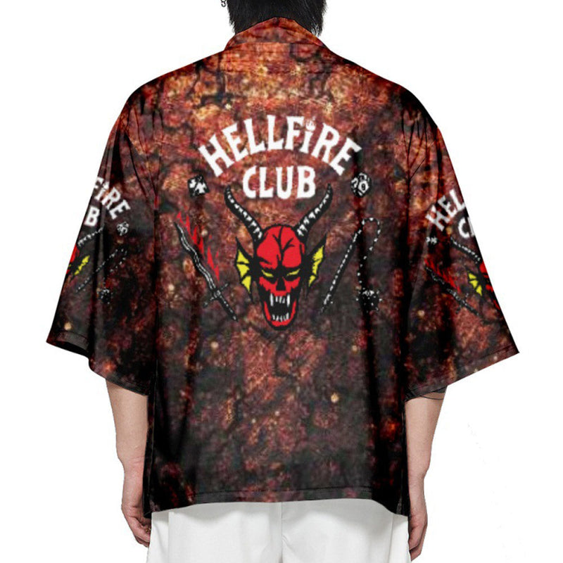 Unisex Stranger Things Season 4 The Hellfire Club Japanese Kimono Haori Yukata Cosplay Summer Casual Streetwear - CrazeCosplay