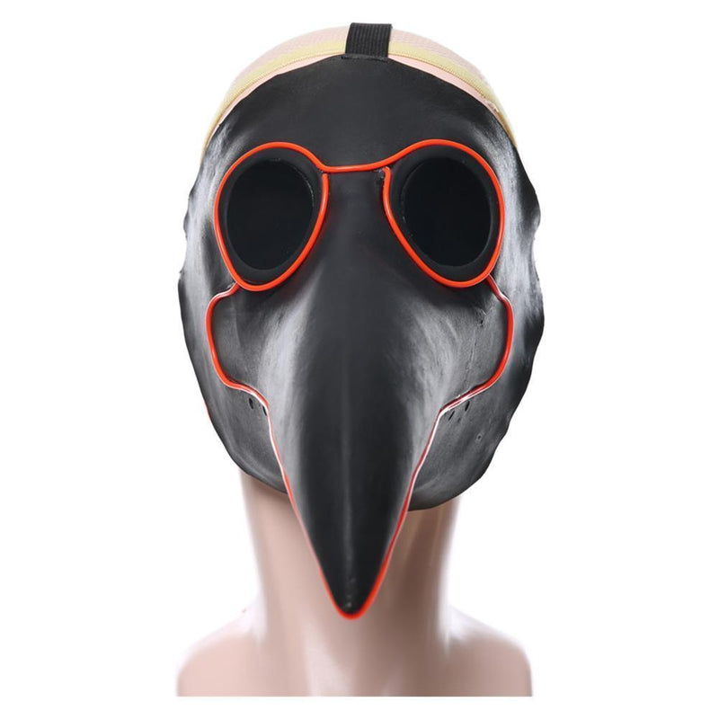 Plague Doctor Halloween Medieval Doctor Schnabel Glowing Latex Mask - CrazeCosplay