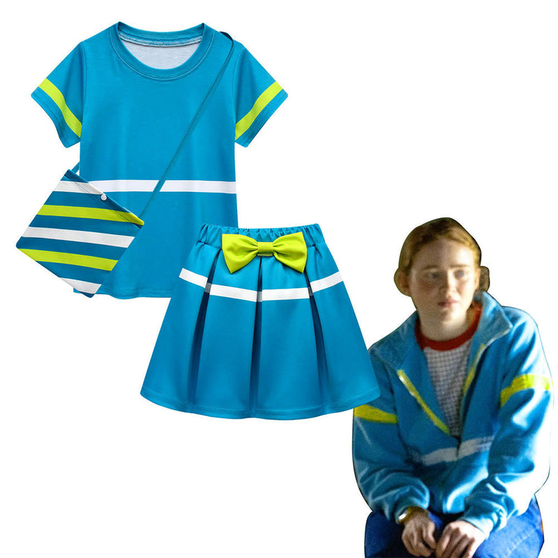 Kids Girls Stranger Things Season 4 T-shirt Dress Set Max Mayfield Cosplay Costume Fancy Dress Outfit Set - CrazeCosplay