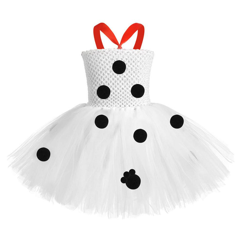 Kids Girls Halloween Role Play Costume Polka Dot Knee Length 101 Dalmatians Carnival Princess Tutu Dress - CrazeCosplay