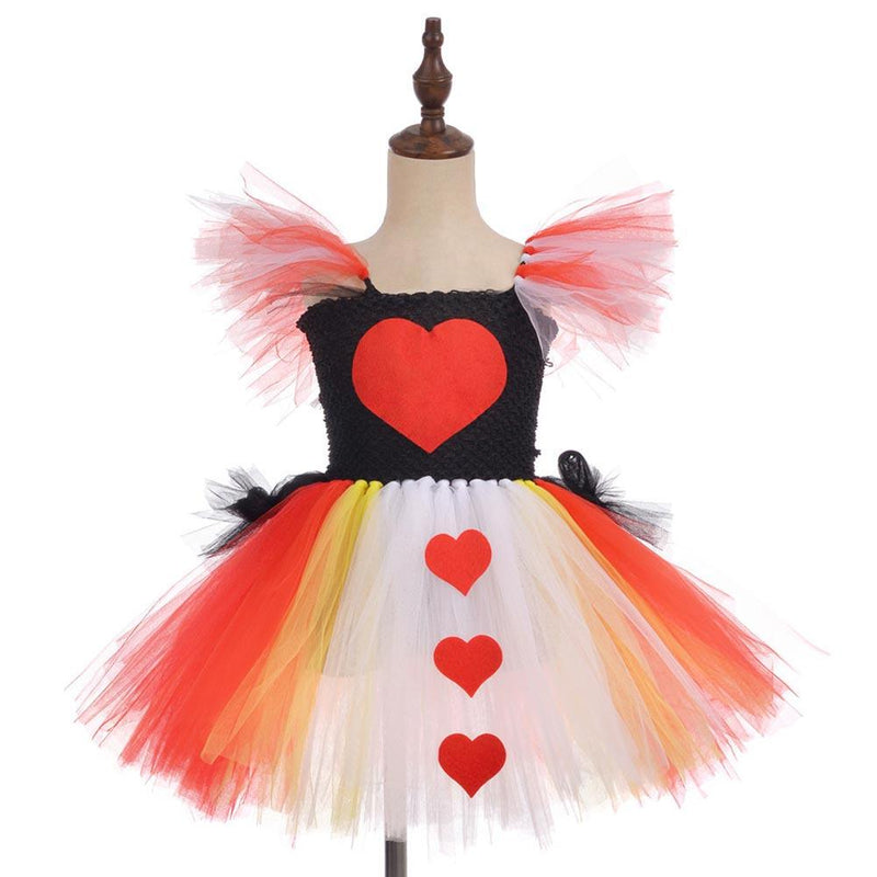 Kids Girls Halloween Role Play Costume Knee Length Red Heart Queen Carnival Princess Tutu Dress - CrazeCosplay