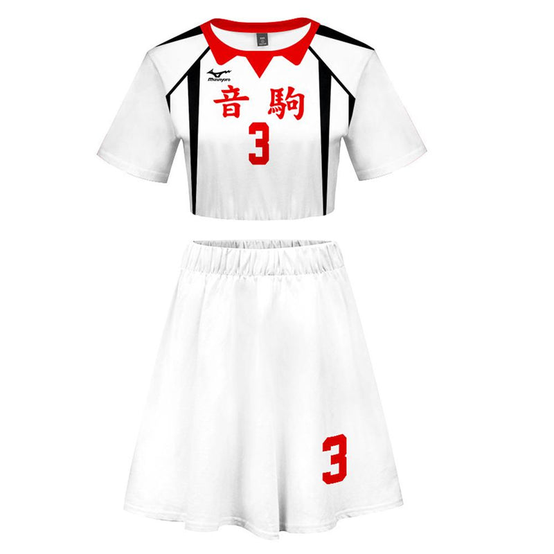 Women Haikyuu!! Yaku Morisuke 2 Pieces Cosplay Outfits Short Sleeves Crop Top + A Line Skirt Sets Costumes For Men Girls Women Boys - CrazeCosplay