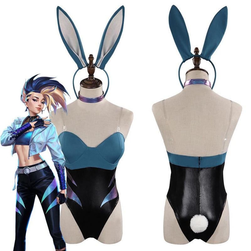 League of Legends LoL Akali The Rogue Assassin KDA Bunny Girls Jumpsuit Cosplay Costume - CrazeCosplay