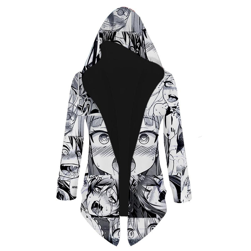 Unisex Ahegao Hooded Coat 3D Print Cosplay Outwear Wind Jacket - CrazeCosplay