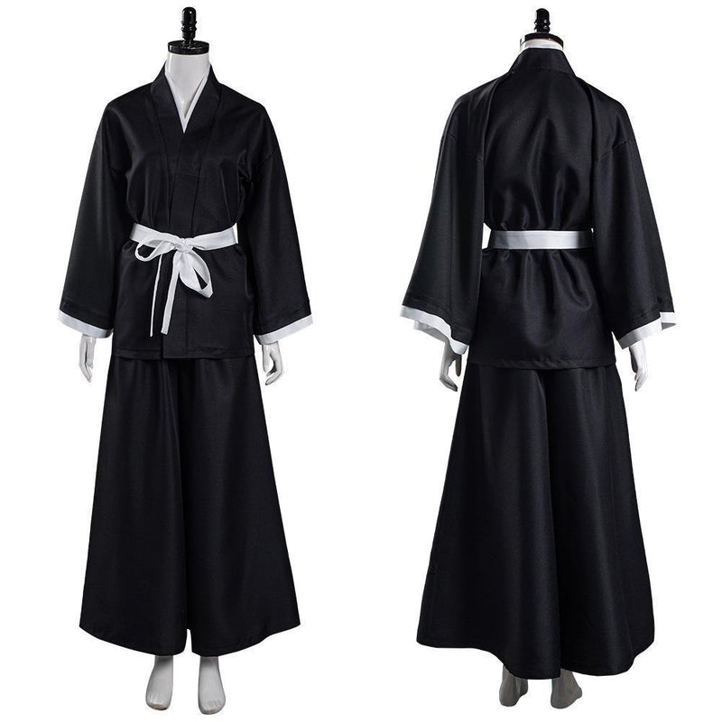 Anime Bleach Kuchiki Rukia Cosplay Costume Japanese Kimono Outfit Black - CrazeCosplay