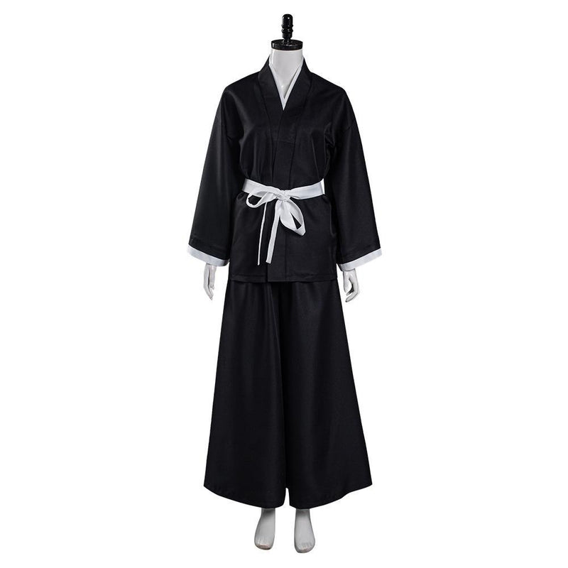 Anime Bleach Kuchiki Rukia Cosplay Costume Japanese Kimono Outfit Black - CrazeCosplay