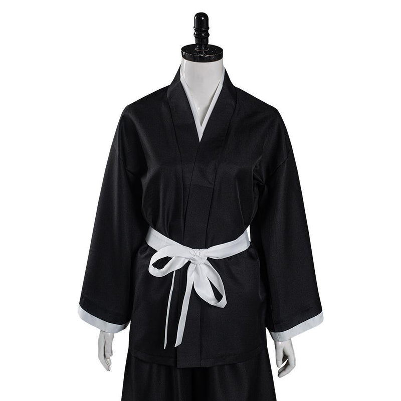 Anime Bleach Kuchiki Rukia Cosplay Costume Japanese Kimono Outfit Black - CrazeCosplay