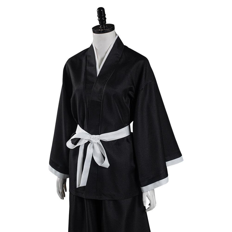 Anime Bleach Kuchiki Rukia Cosplay Costume Japanese Kimono Outfit Black - CrazeCosplay