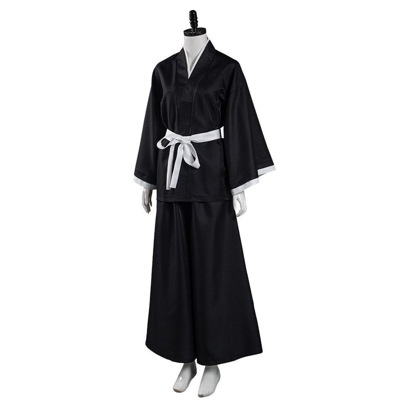 Anime Bleach Kuchiki Rukia Cosplay Costume Japanese Kimono Outfit Black - CrazeCosplay