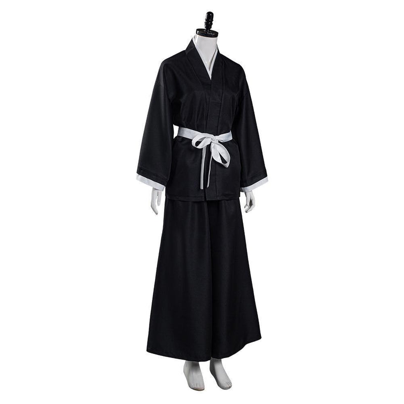 Anime Bleach Kuchiki Rukia Cosplay Costume Japanese Kimono Outfit Black - CrazeCosplay