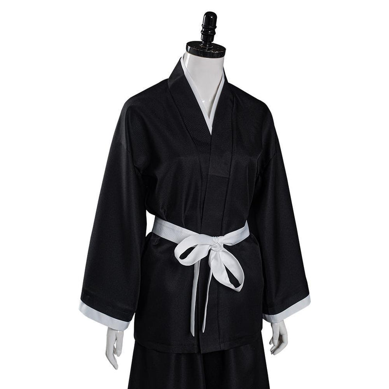 Anime Bleach Kuchiki Rukia Cosplay Costume Japanese Kimono Outfit Black - CrazeCosplay