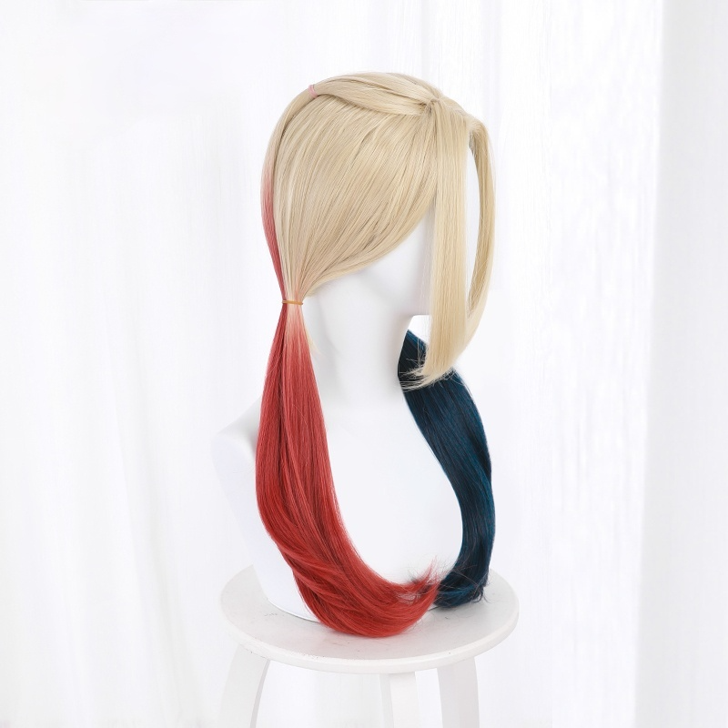 Suicide Squad 2 Harley Quinn Navy Blue+Red Cosplay Wigs New - CrazeCosplay