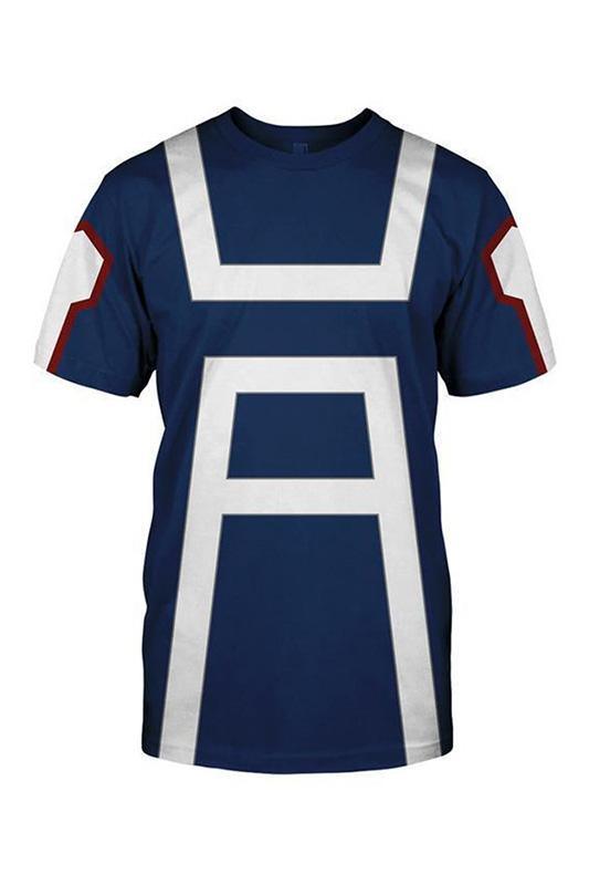 Boku No Hero Academia My Hero Academia T Shirt Izuku Midoriya School Training Shirt Blue - CrazeCosplay