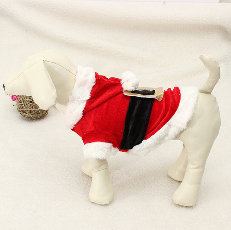 Dog Christmas Outfit Puppy Santa Claus Costume with Cap - CrazeCosplay