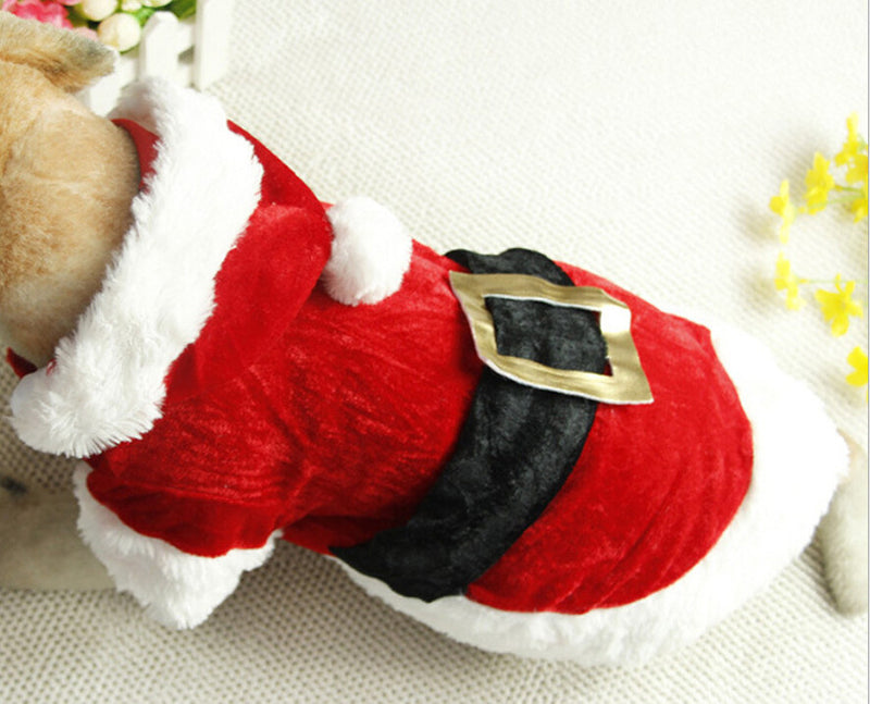 Dog Christmas Outfit Puppy Santa Claus Costume with Cap - CrazeCosplay