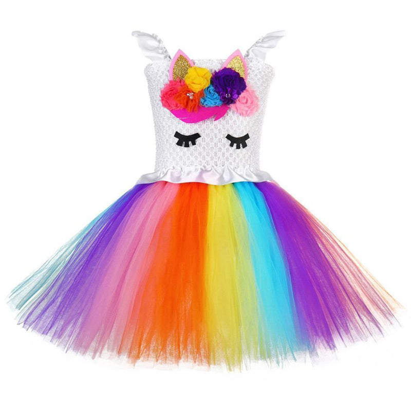 Unicorn Rainbow Bubble Dress Cosplay Costume Kids Girls - CrazeCosplay