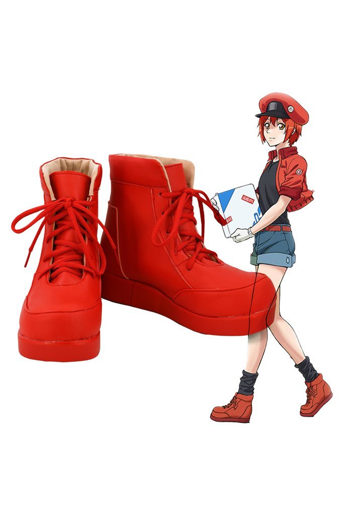 Cells At Work Hataraku Saibo Erythrocite Red Blood Cell Cosplay Shoes Boots - CrazeCosplay