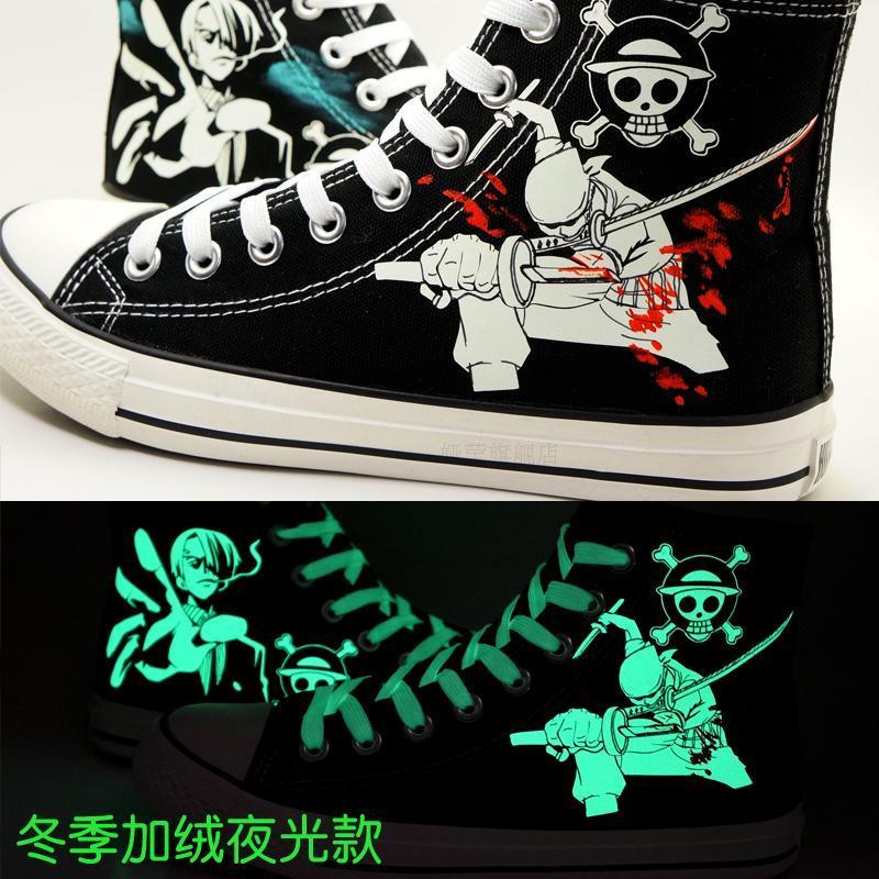 one piece zoro sanji cosplay shoes canvas shoes lumious shoes - CrazeCosplay