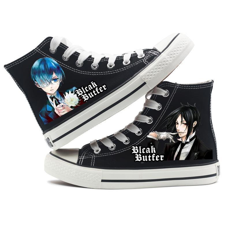 Black Butler Kuroshitsuji Ciel Sebastian Shoes Black Sneakers Canvas Shoes - CrazeCosplay