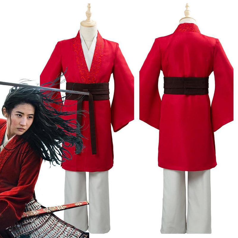 Movie Mulan Princess Hua Mulan Red Fancy Dress Chinese Han Fu Kids Children Halloween Carnival Outfit Cosplay Costume - CrazeCosplay