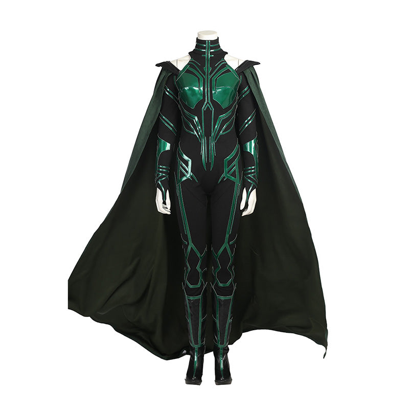 Hela Costume Thor 3 Ragnarok Women Halloween Bodysuit Cloak Cosplay Suit - CrazeCosplay