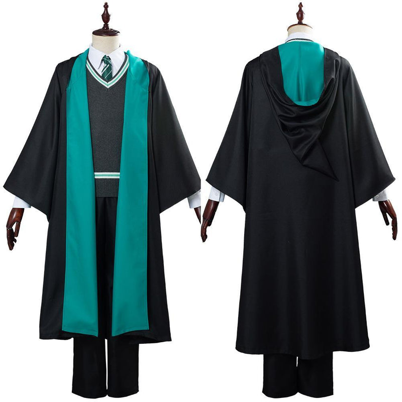 Harry Potter School Uniform Slytherin Robe Cloak Outfit Cosplay Costume Halloween Carnival Suit