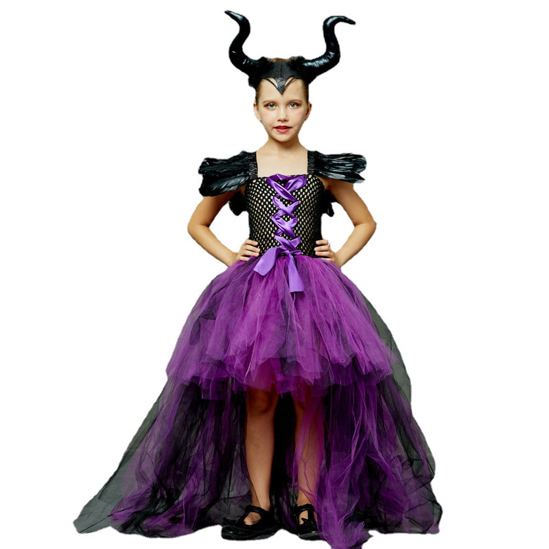 Sleeping Beauty Maleficent Child Costume Halloween Cosplay Dress for Girls