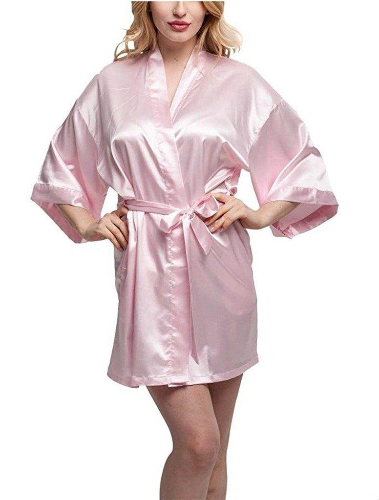 Maid Of Honor Silk Pink Long Robe Bathrobe Costume - CrazeCosplay