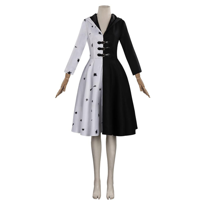 Cruella Dress Outfits Halloween Carnival Suit Cosplay Costume - CrazeCosplay