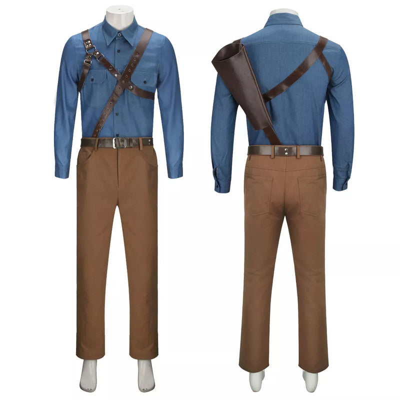Ash Williams Cosplay Costume Blue Uniform Outfits Movie Ash vs Evil Dead - CrazeCosplay