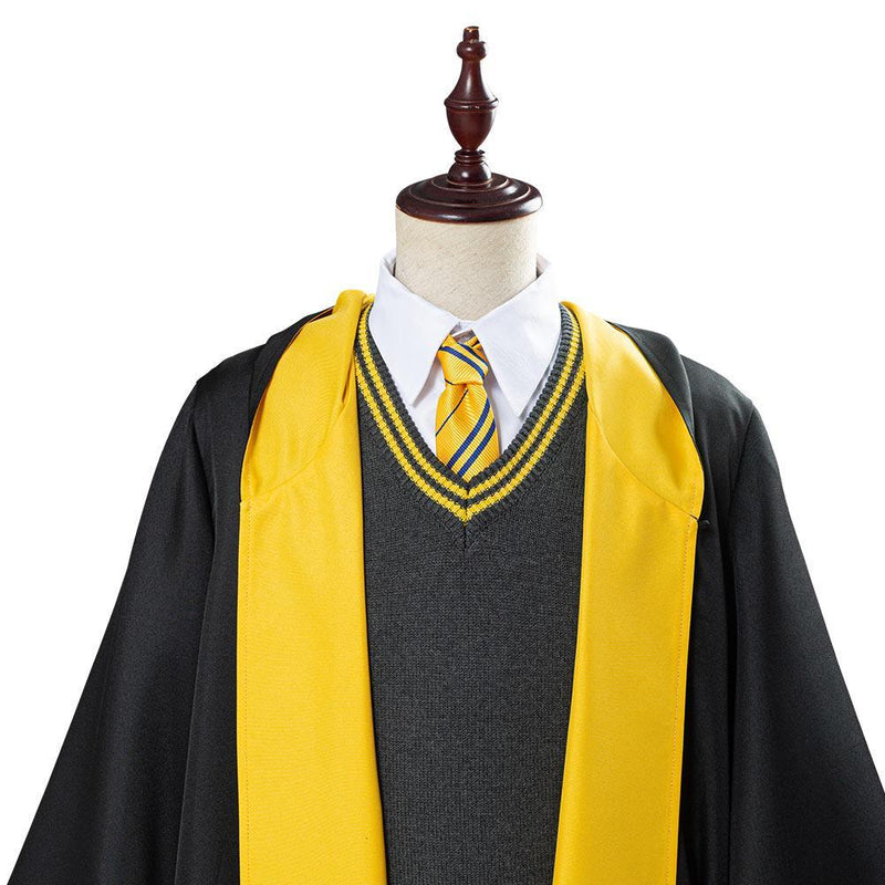 Harry Potter School Uniform Hufflepuff Robe Cloak Outfit Cosplay Costume Halloween Carnival Suit