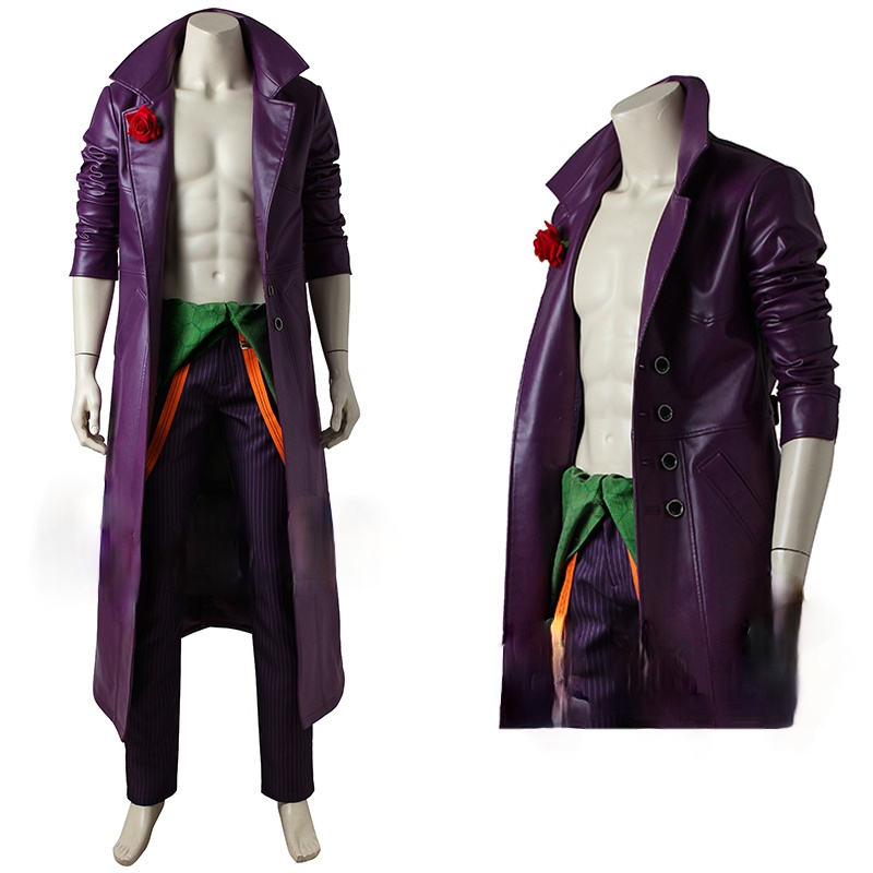 Dark Knight Joker Costume Set Gabardine Trench Coat Version - CrazeCosplay