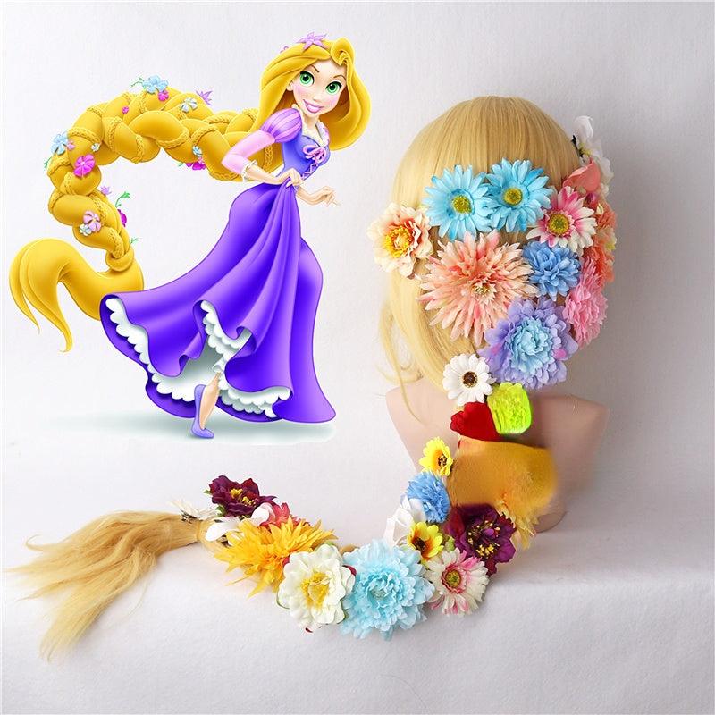 Princess Rapunzel Cosplay Wig With Flowers - CrazeCosplay