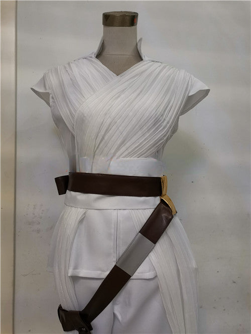 Rey Rise of Skywalker Costume Star Wars 9 Cosplay Halloween White Suit for Adults