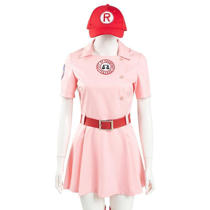 A League Of Their Own Dottie Women Pink Dress Outfits Halloween Carnival Suit Cosplay Costume - CrazeCosplay