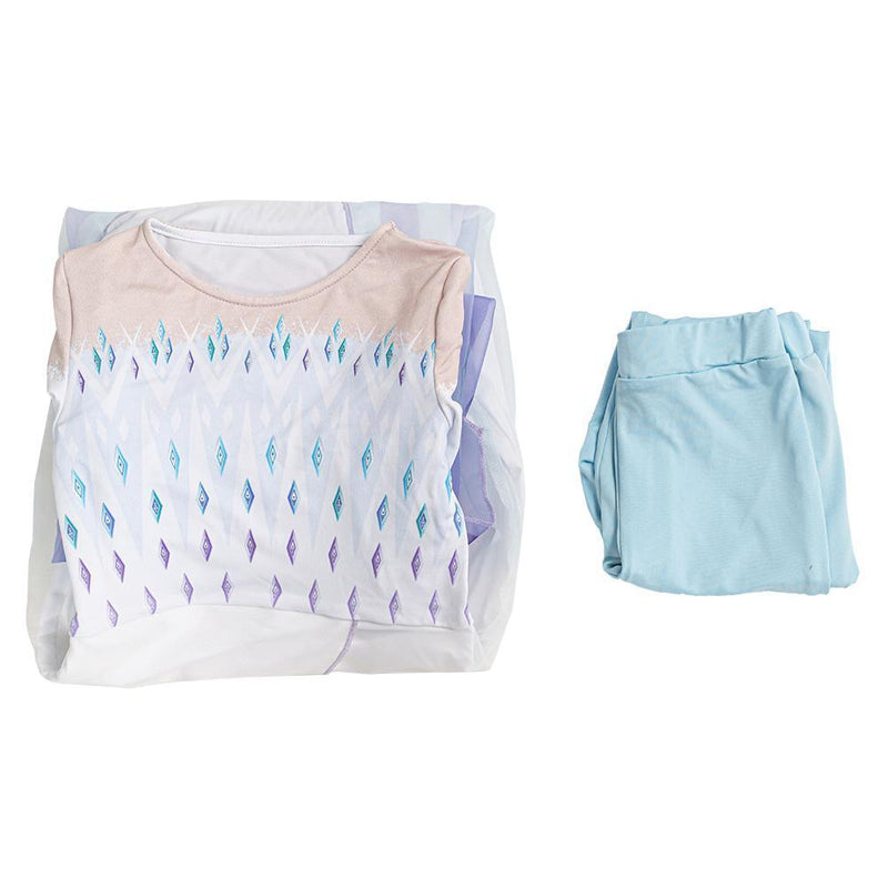 Frozen frozer 2 ii Elsa Ahtohallan White Snow Ice Flake Dress Cosplay Costume Kid Child Ver - CrazeCosplay