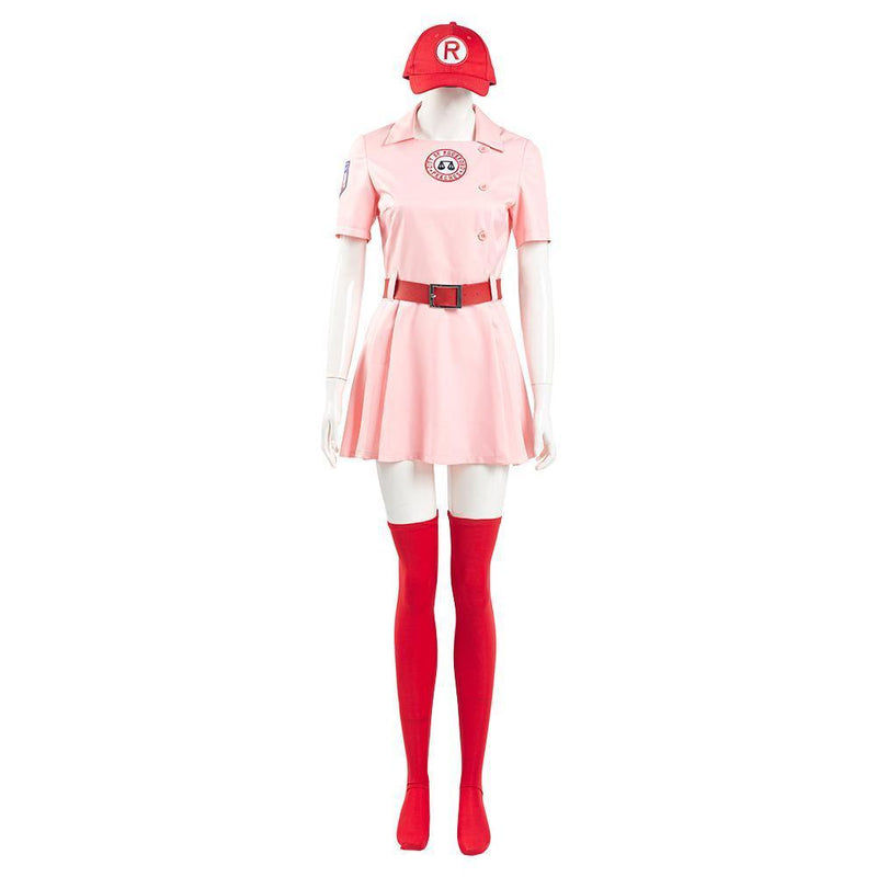 A League Of Their Own Dottie Women Pink Dress Outfits Halloween Carnival Suit Cosplay Costume - CrazeCosplay