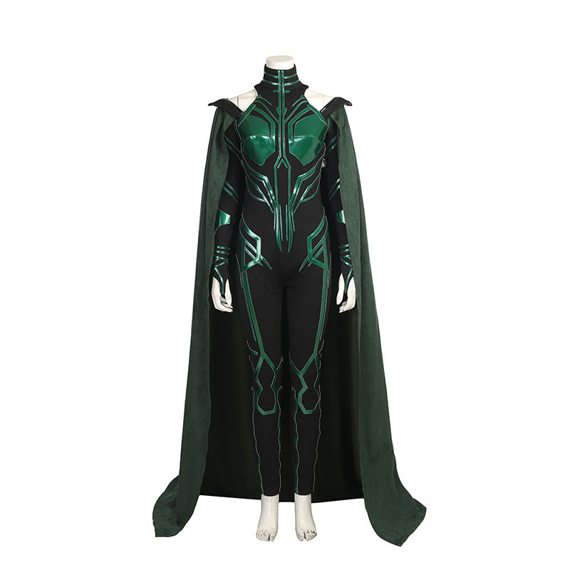 Hela Costume Thor 3 Ragnarok Women Halloween Bodysuit Cloak Cosplay Suit - CrazeCosplay